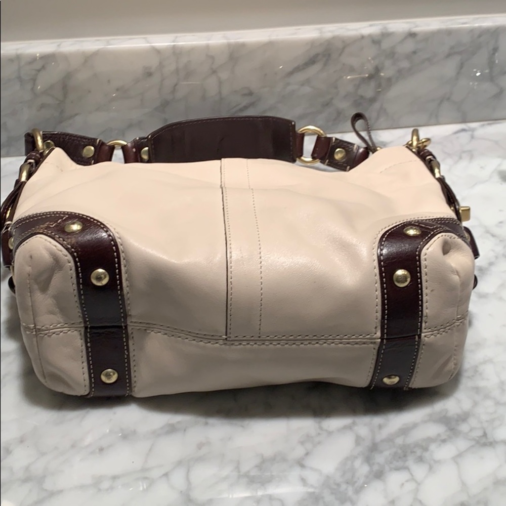 Cream leather shoulder bag - Picture 4 of 5
